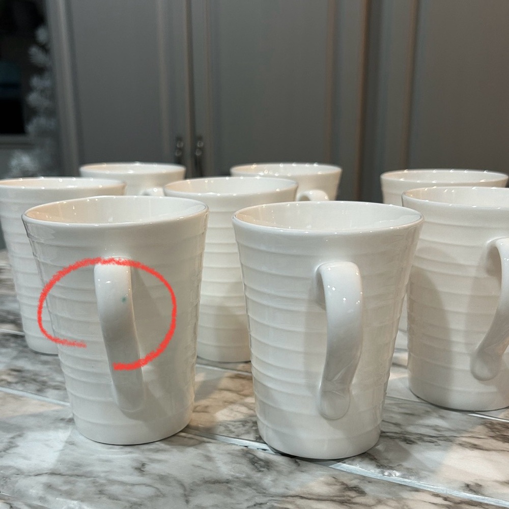 Mikasa Bone China Swirl White Ribbed Mug Set of 8 - Picture 5 of 5